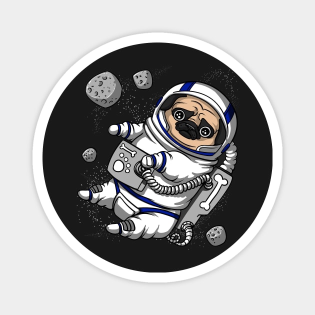 Pug Dog Space Astronaut Magnet by underheaven